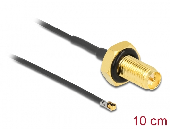 Delock Antennenkabel RP-SMA Buchse zum Einbau zu I-PEX Inc., MHF® 4L LK Stecker 1.37 10 cm Gewindelänge 10 mm spritzwassergeschützt #1 