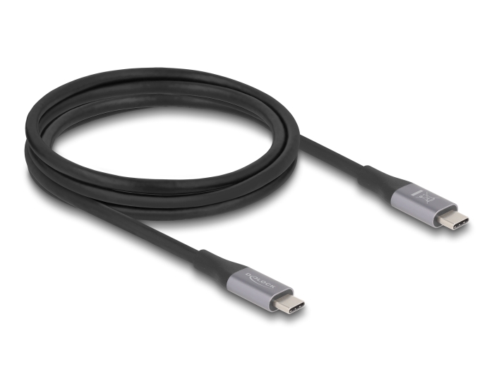 Delock USB 40 Gbps Kabel USB Type-C™ Stecker zu Stecker PD 3.1 240 W E-Marker 2 m grau Metall #2 