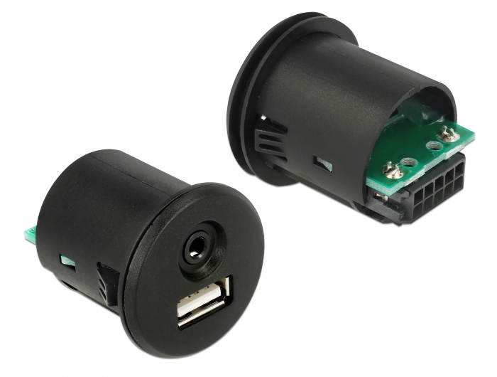 Delock Kabel USB Typ-A Stecker + 3,5 mm 4 Pin Klinkenstecker > Einbaubuchse USB Typ-A Buchse + 3,5 mm 4 Pin Klinkenbuchse (Audio) 1,5 m schwarz #2 