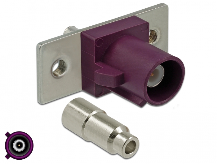 Delock FAKRA D Stecker Federpin zum Löten 2 vorgestanzte Löcher #1 