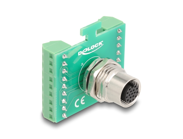 Delock M12 Übergabemodul Adapter A-kodiert 17 Pin Buchse zu 18 Pin Terminalblock zum Einbau #1 