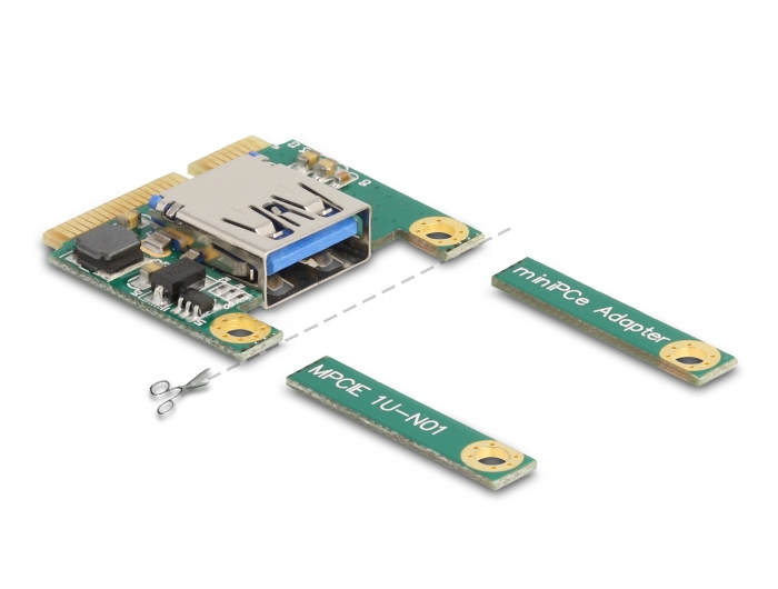 Delock Mini PCIe I/O 1 x USB 2.0 Typ-A Buchse full size / half size #3 