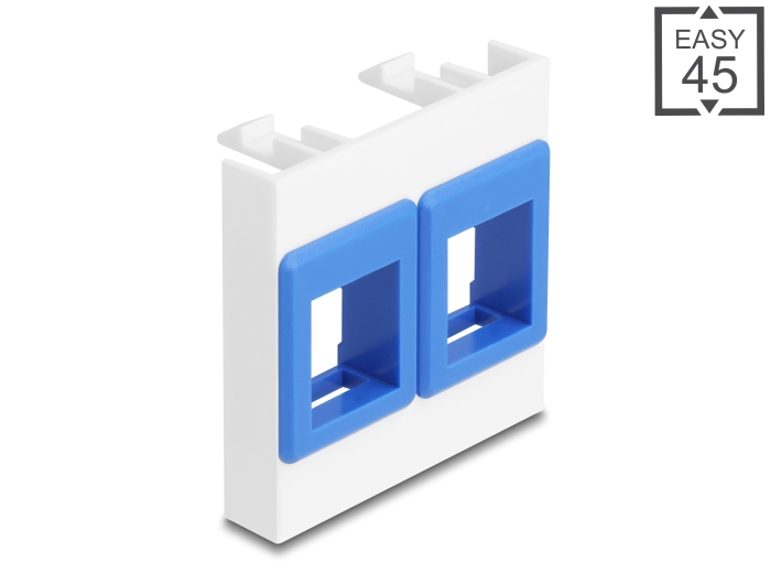 Delock Easy 45 Modul mit zwei Keystone Halterungen 45 x 45 mm, weiß / blau #1 