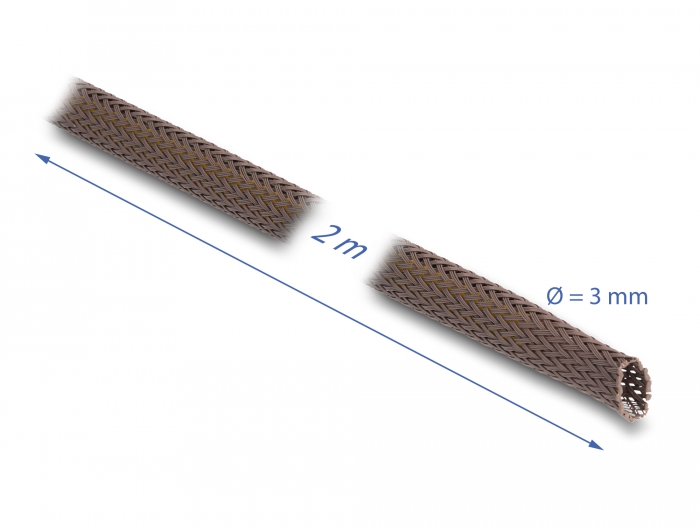 Delock Geflechtschlauch nagerfest dehnbar 2 m x 3 mm braun #2 