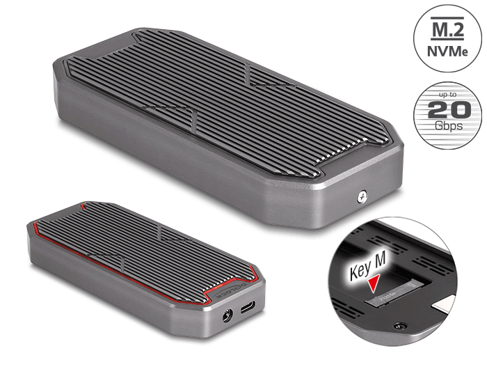 Delock Externes Gaming Gehäuse für M.2 NVMe PCIe SSD mit SuperSpeed USB 20 Gbps (USB 3.2 Gen 2x2) USB Type-C™ Buchse und RGB LED Beleuchtung #1 