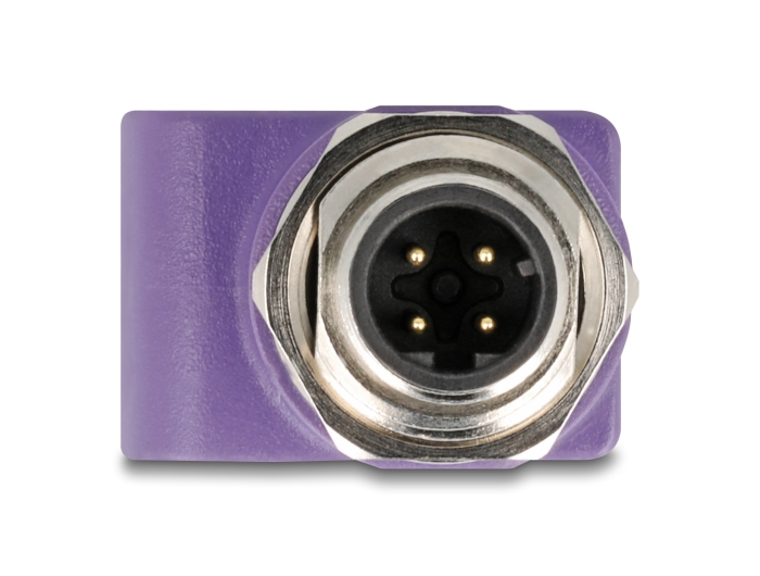 Delock M12 Adapter D-kodiert 4 Pin Stecker zu RJ45 Buchse Cat.5e mit Befestigungsloch gerade violett #2 