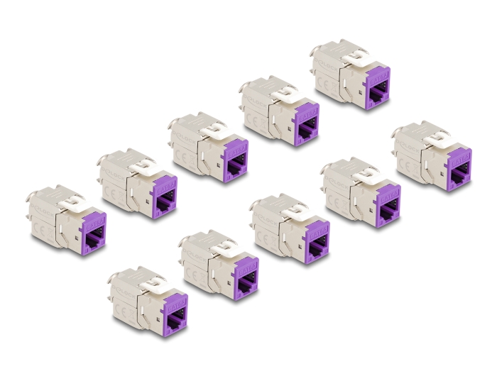 Delock Keystone Modul RJ45 Buchse zu LSA Cat.6A werkzeugfrei violett Set 10 Stück #1 