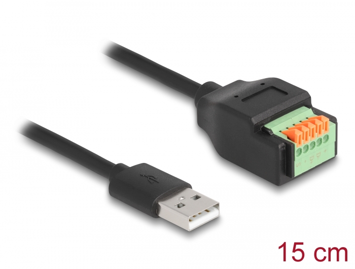 Delock USB 2.0 Kabel Typ-A Stecker zu Terminalblock Adapter mit Drucktaster 15 cm #1 