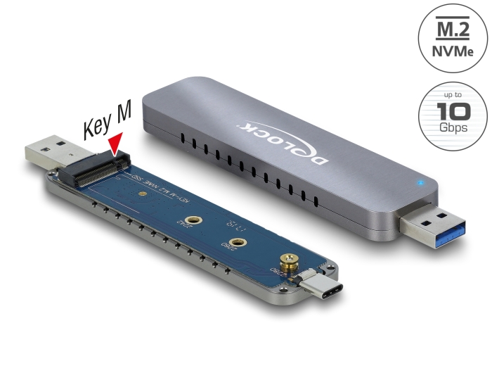 Delock Externes Gehäuse für M.2 NVMe PCIe SSD mit USB Type-C™ und Typ-A Stecker #1 