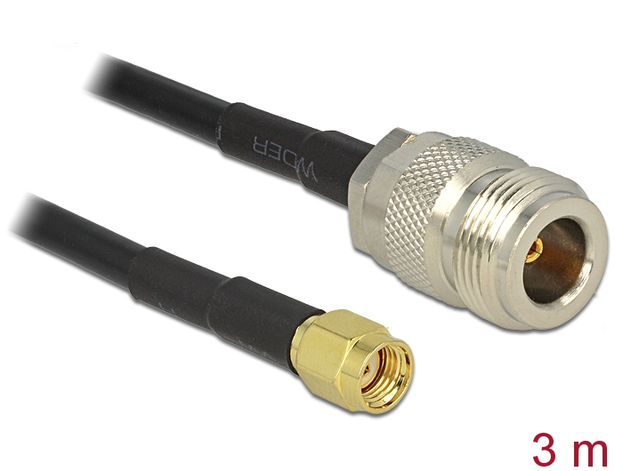 Delock Antennenkabel RP-SMA Stecker > N Buchse LMR195 3 m #1 