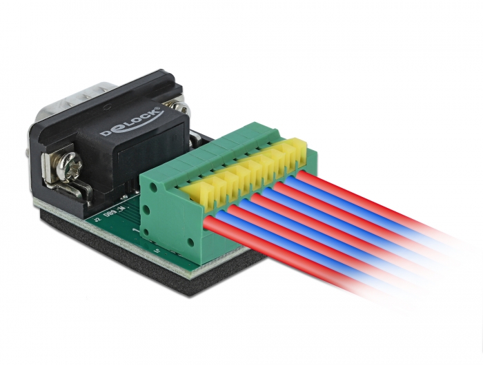 Delock Adapter D-Sub 9 Pin Stecker zu Terminalblock 9 Pin mit Drucktaster #2 