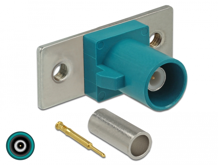 Delock FAKRA Z Stecker Federpin zum Crimpen 2 vorgestanzte Löcher #1 
