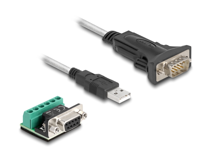 Delock Adapter USB 2.0 Typ-A zu 1 x Seriell RS-422/485 Stecker mit 6 Pin Terminalblock 5 V 0,5 m #2 