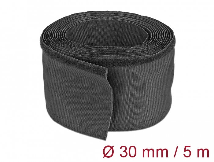 Delock Gewebeschlauch mit Klettverschluss hitzebeständig 5 m x 30 mm schwarz #1 