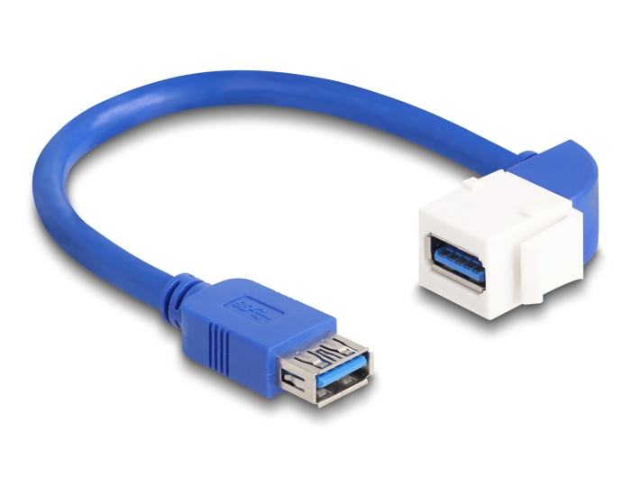 Delock Keystone Modul Kabel USB 5 Gbps Typ-A Buchse zu USB Typ-A Buchse 90° gewinkelt 20 cm blau #2 