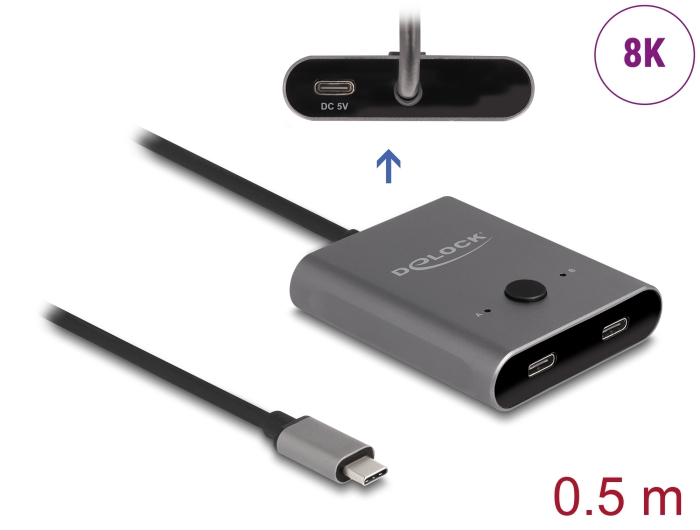 Delock USB 10 Gbps USB Type-C™ Switch 2 auf 1 bidirektional 8K #1 