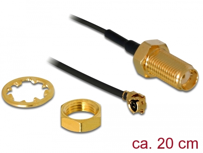Delock Antennenkabel SMA-Buchse zum Einbau zu MHF® I Stecker 20 cm Länge #2 