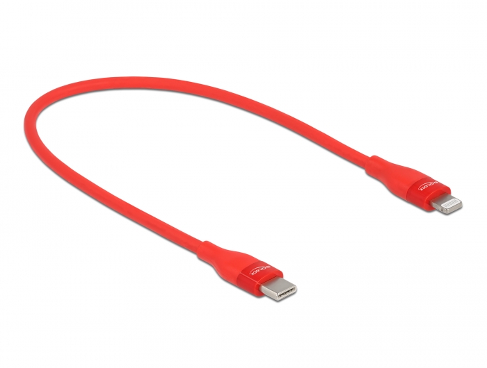 Delock Daten- und Ladekabel USB Type-C™ zu Lightning™ für iPhone™, iPad™ und iPod™ rot 0,5 m MFi #2 