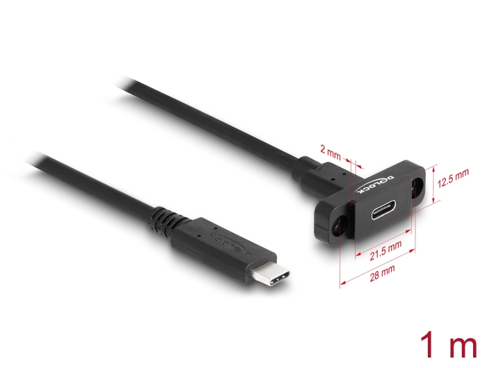 Delock SuperSpeed USB 10 Gbps (USB 3.2 Gen 2) Kabel USB Type-C™ Stecker zu Buchse 1 m zum Einbau schwarz #1 