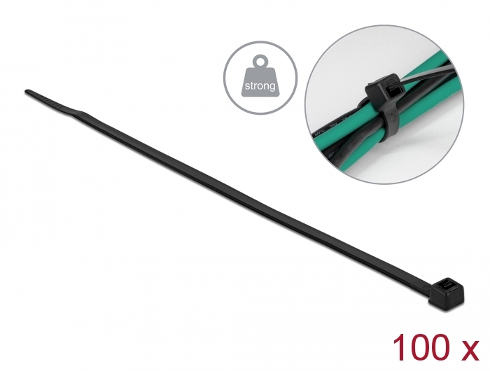 Delock Kabelbinder mit hoher Zugfestigkeit L 300 x B 4,8 mm schwarz 100 Stück #1 