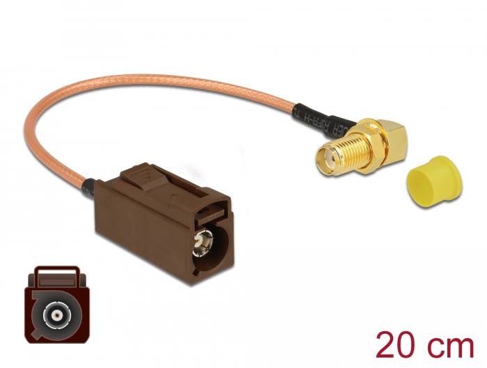 Delock Antennenkabel FAKRA F Buchse > SMA 90° Buchse zum Einbau RG-316 20 cm #1 