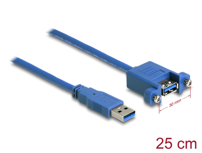 Delock Kabel USB 3.0 Typ-A Stecker > USB 3.0 Typ-A Buchse zum Einbau 25 cm #1 