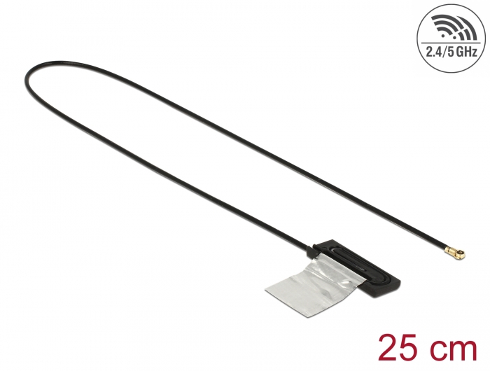 Delock Dualband WLAN WiFi 6 Antenne I-PEX Inc., MHF® 4L Stecker 1 dBi 25 cm CCD intern #1 