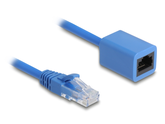 Delock RJ45 Spiralkabel Stecker zu Buchse Cat.6 UTP 0,45 m bis 0,75 m blau #2 