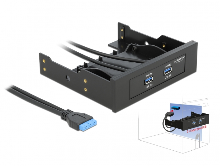 Delock USB 5 Gbps Front Panel 2 Port mit interner 19 Pin USB 5 Gbps Pfostenbuchse #1 