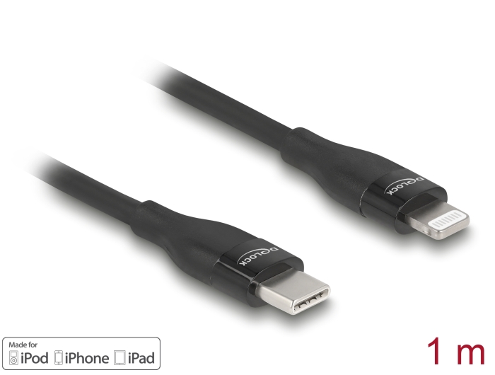 Delock Daten- und Ladekabel USB Type-C™ zu Lightning™ für iPhone™, iPad™ und iPod™ schwarz 1 m MFi #1 
