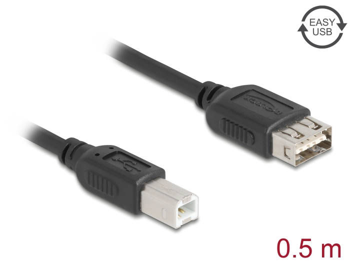 Delock USB 2.0 Kabel USB Typ-B Stecker zu EASY USB Typ-A Buchse 0,5 m #1 