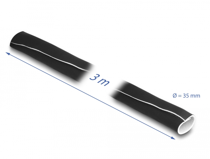 Delock Kabelschlauch Neopren flexibel mit Klettverschluss 3 m x 135 mm schwarz / weiß #2 