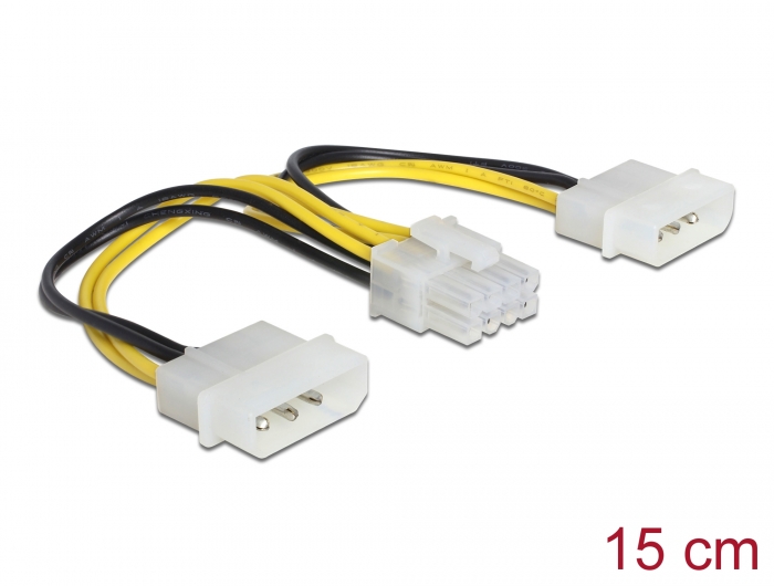Delock Stromkabel 2 x 4 Pin Molex Stecker > 8 Pin EPS Stecker 15 cm #1 