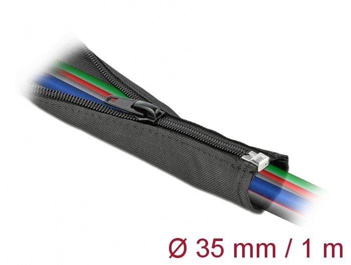 Delock Gewebeschlauch mit Reißverschluss hitzebeständig 1 m x 35 mm schwarz #1 
