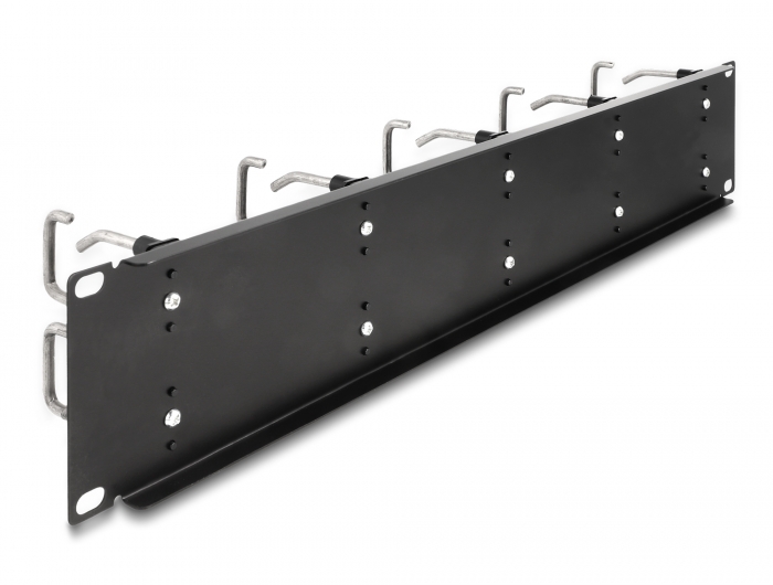 Delock 19″ Kabelmanagement Rangierpanel mit 10 Metallbügel 2 HE schwarz #2 