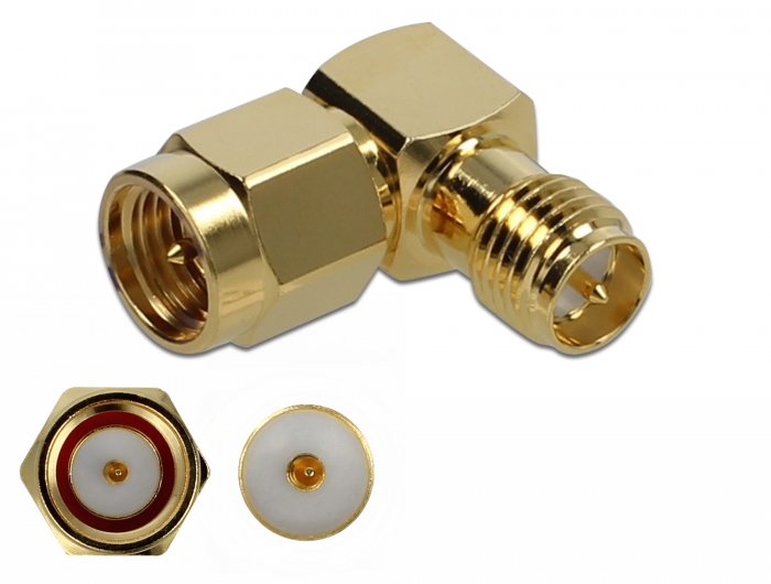 Delock Adapter SMA Stecker zu RP-SMA Buchse 90° 10 GHz #1 
