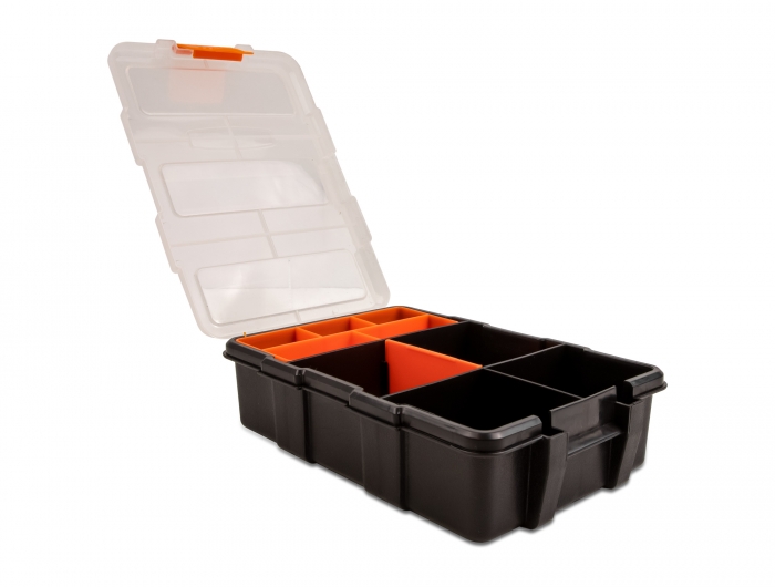 Delock Sortimentsbox mit 11 Fächern 220 x 155 x 60 mm orange / schwarz #1 