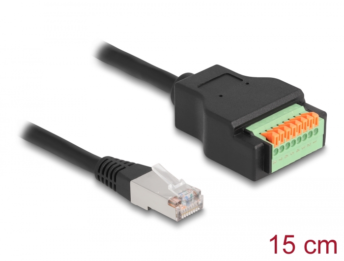 Delock RJ45 Kabel Cat.5e Stecker zu Terminalblock Adapter mit Drucktaster 15 cm #1 