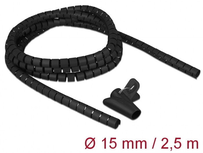 Delock Spiralschlauch mit Einziehwerkzeug 2,5 m x 15 mm schwarz #1 