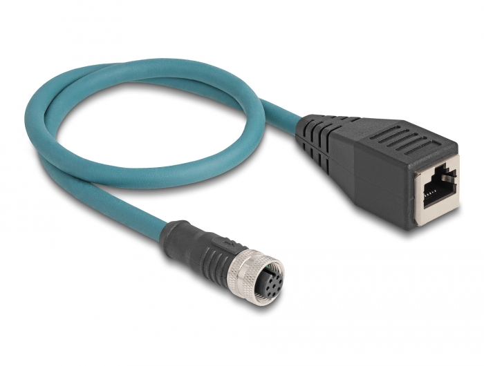 Delock M12 Adapterkabel A-kodiert 8 Pin Buchse zu RJ45 Buchse 50 cm #2 