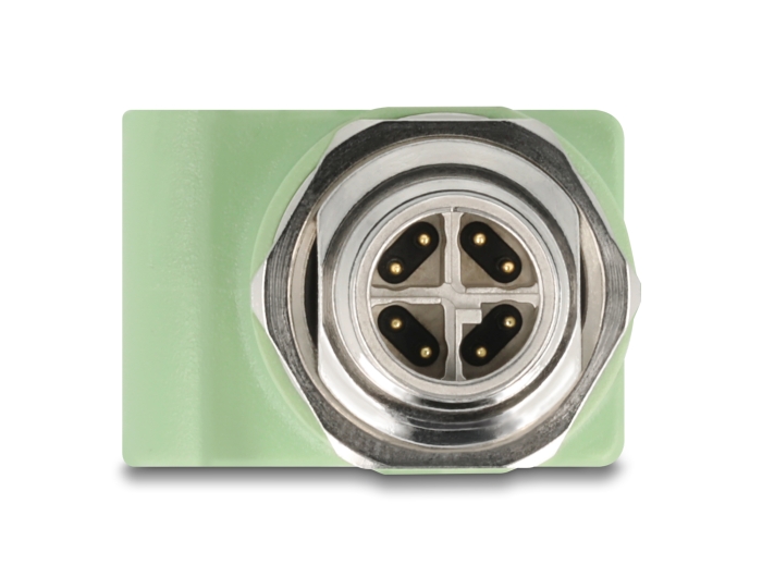 Delock M12 Adapter X-kodiert 8 Pin Stecker zu RJ45 Buchse Cat.5e mit Befestigungsloch gerade grün #2 