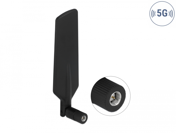 Delock 5G LTE Antenne SMA Stecker -1 - 3 dBi omnidirektional drehbar mit Kippgelenk schwarz #1 