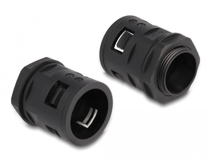 Delock Kabelschutzschlauch 2 m x 28,5 mm mit 2 x PG21 Schlauchverschraubung Set schwarz #2 