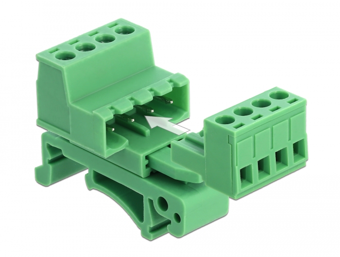 Delock Terminalblock Set für Hutschienen 4 Pin mit Rastermaß 5,08 mm gewinkelt #2 