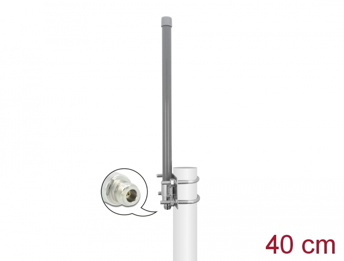 Delock 433 MHz Antenne N Buchse 2 dBi 40 cm omnidirektional starr outdoor grau #1 