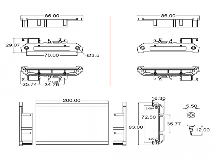 Delock Platinenhalterung (72 mm) für Hutschiene 20 cm lang #8 