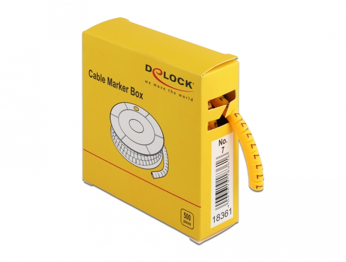 Delock Kabelmarker Box, Nr: 7, gelb, 500 Stück #1 