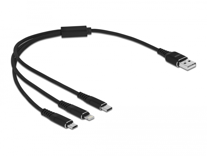 Delock USB Ladekabel 3 in 1 Typ-A zu Lightning™ / Micro USB / USB Type-C™ 30 cm schwarz #2 