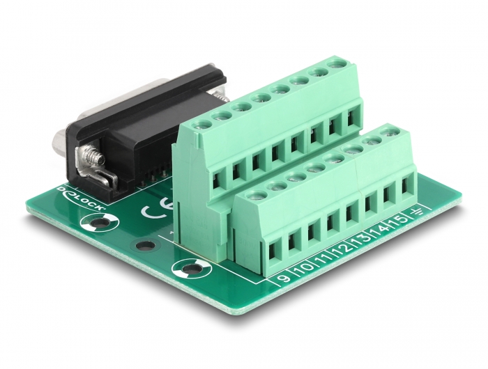 Delock D-Sub 15 Pin Buchse zu 16 Pin Terminalblock für Hutschiene #2 