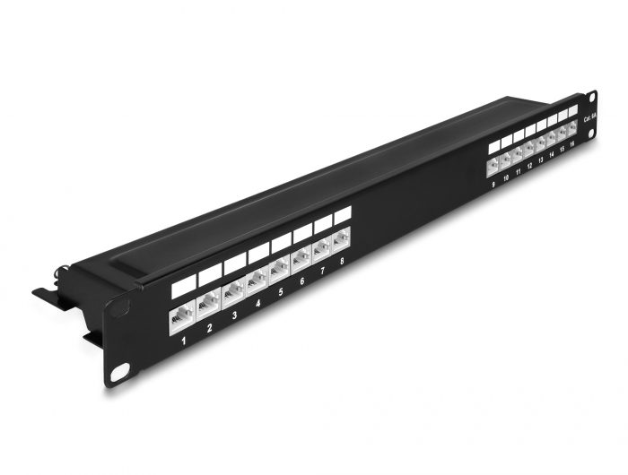 Delock 19″ Patchpanel 16 Port Cat.6A 1 HE schwarz #1 